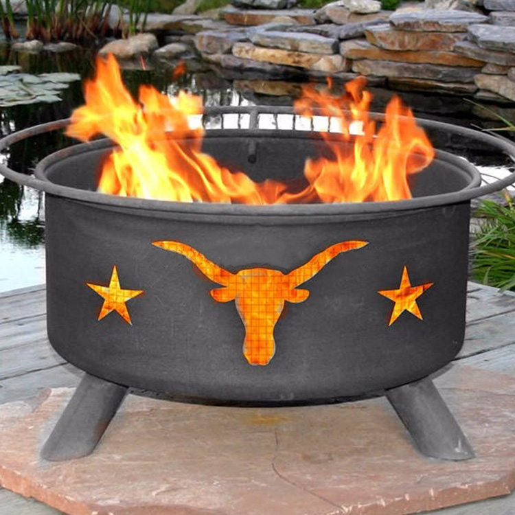 Pozo de fuego Texas Longhorn de acero laminado en frío