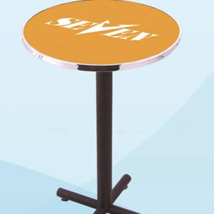 Mesa de bar redonda con MDF y logotipo