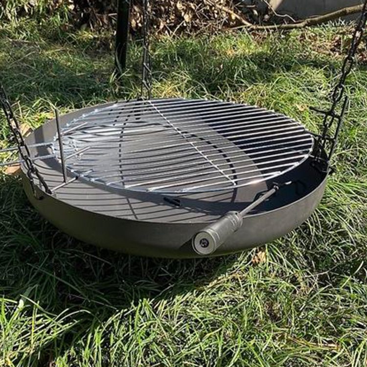 Parrilla de barbacoa para acampar de carbón con trípode colgante para hoguera al aire libre grande