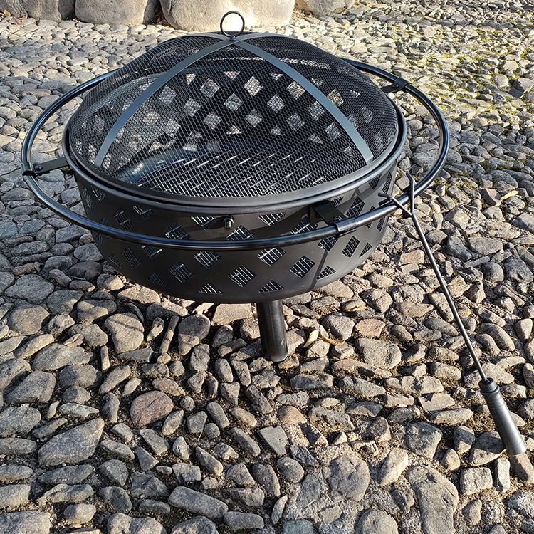 Pozo de fuego para barbacoa con cuenco redondo para fumadores al aire libre con póquer