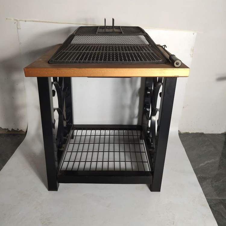 Mini mesa portátil, parrilla para barbacoa, muebles de ratán con fogatas